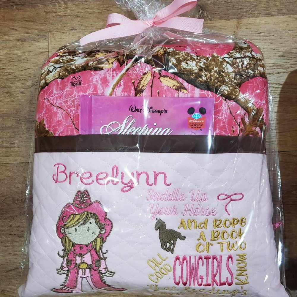 Pink Cowgirl Reading Book Pocket Pillow 16"x16"